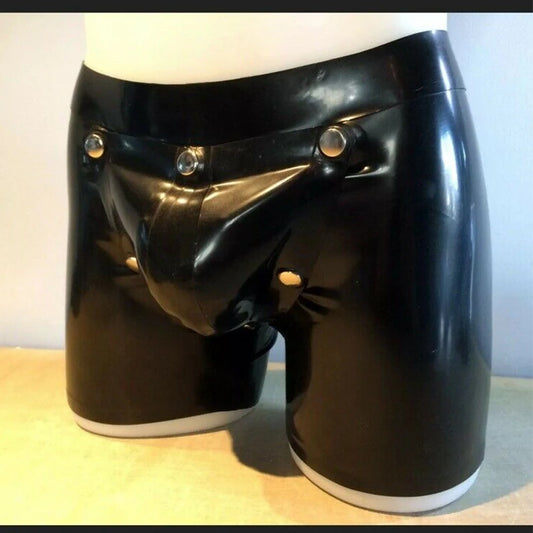 NEUE sexy dessous handgemachte schwarz latex männer shorts unterwäsche mit front schritt loch abdeckung stück zurück zip Fetisch cekc Zentai