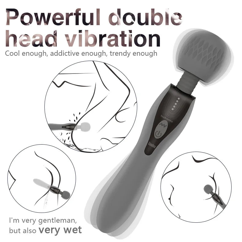 Vibrador potente con 5 tipos de frecuencia y control de potencia, doble motor, varita AV, masturbación vaginal, juguete sexual para mujeres adultas.