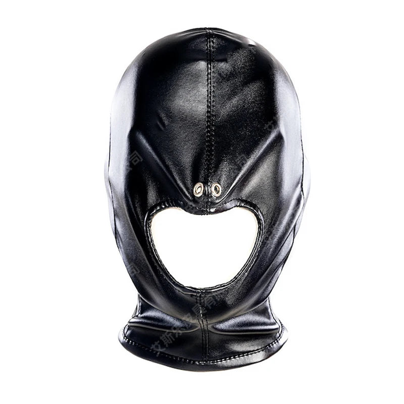 BDSM-Armbinder aus Leder, Zwangsjacke hinter dem Rücken, SM-Bondage-Handschuh, Sklavenhaubenmaske mit offenem Mund, Cosplay-Sexspielzeug für Erwachsene