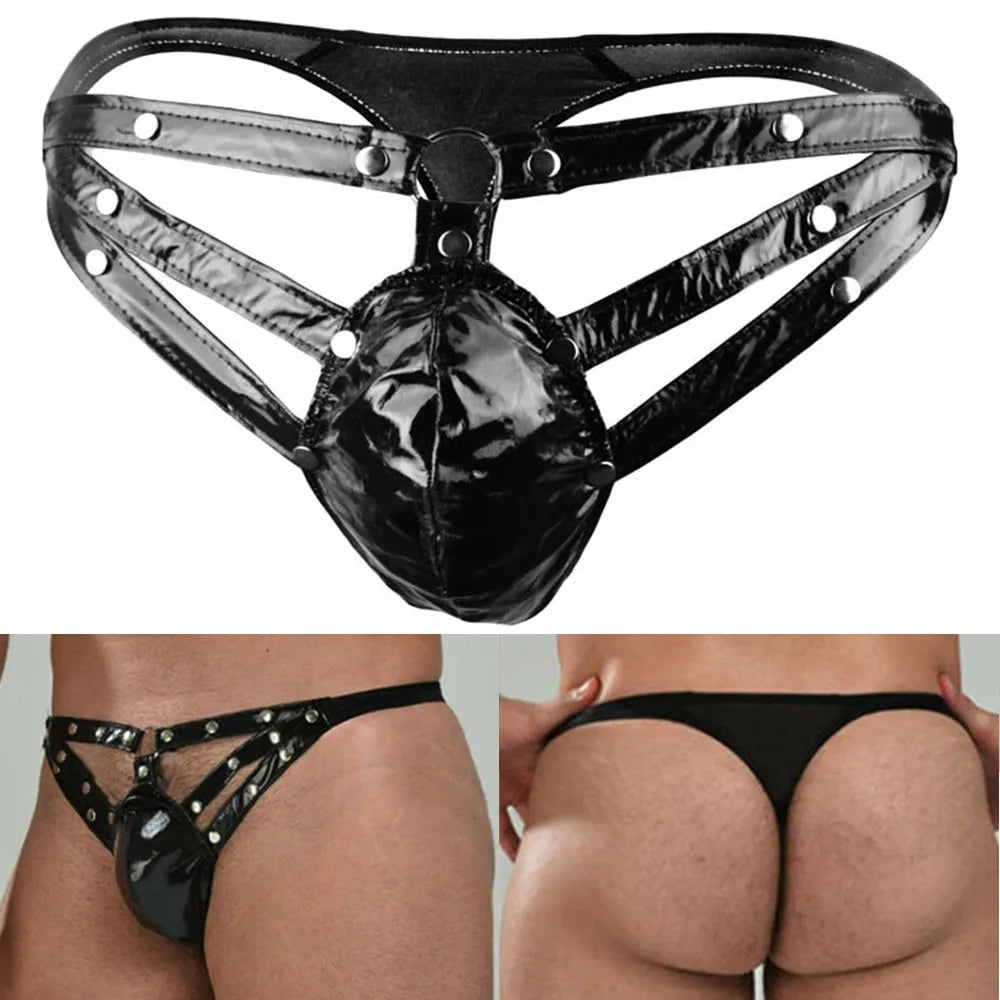 Herren Dessous Sexy Unterwäsche Ouvert Keuschheitsgürtel Leder Höschen Harness Slips Aushöhlen Jockstrap G-String Sexy