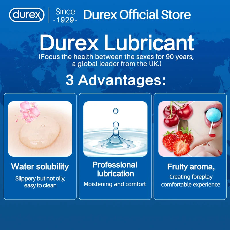 Durex 50 ml Gleitmittel auf Wasserbasis, Anal-Masturbations-Gleitmittel, Penis-Gel, Massageöl, Vaginal-Sexprodukte für Paare