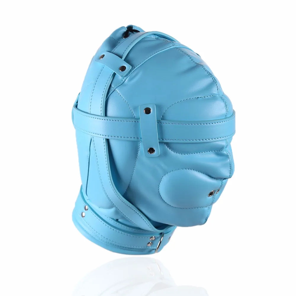 Máscaras de bondage BDSM con capucha completa, máscara de privación sensorial, capucha acolchada de cuero para juegos de rol de esclavo con orificio para respirar, juguetes sexuales para parejas.
