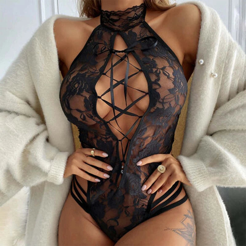 Sexy Dessous Porno Frauen Plus Größe S-2XL Bodysuit Rollenspiel Kleidung Transparent Nachthemd Offener Schritt Unterwäsche Exotische Kostüme