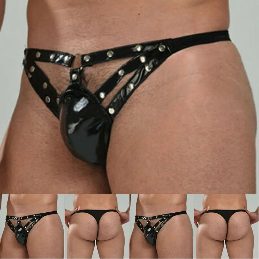 Herren Dessous Sexy Unterwäsche Ouvert Keuschheitsgürtel Leder Höschen Harness Slips Aushöhlen Jockstrap G-String Sexy