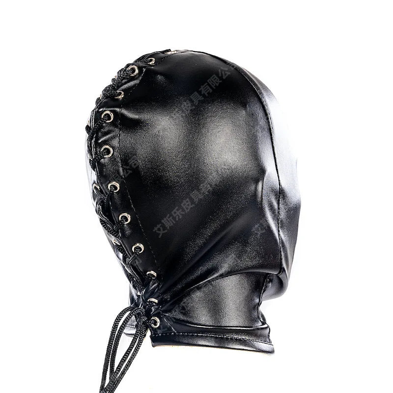 BDSM-Armbinder aus Leder, Zwangsjacke hinter dem Rücken, SM-Bondage-Handschuh, Sklavenhaubenmaske mit offenem Mund, Cosplay-Sexspielzeug für Erwachsene