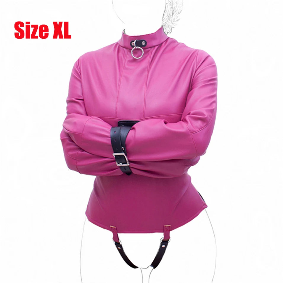 Camisa de fuerza de cuero para ataduras sexuales BDSM, disfraz sexy para cosplay, juguetes sexuales para mujeres