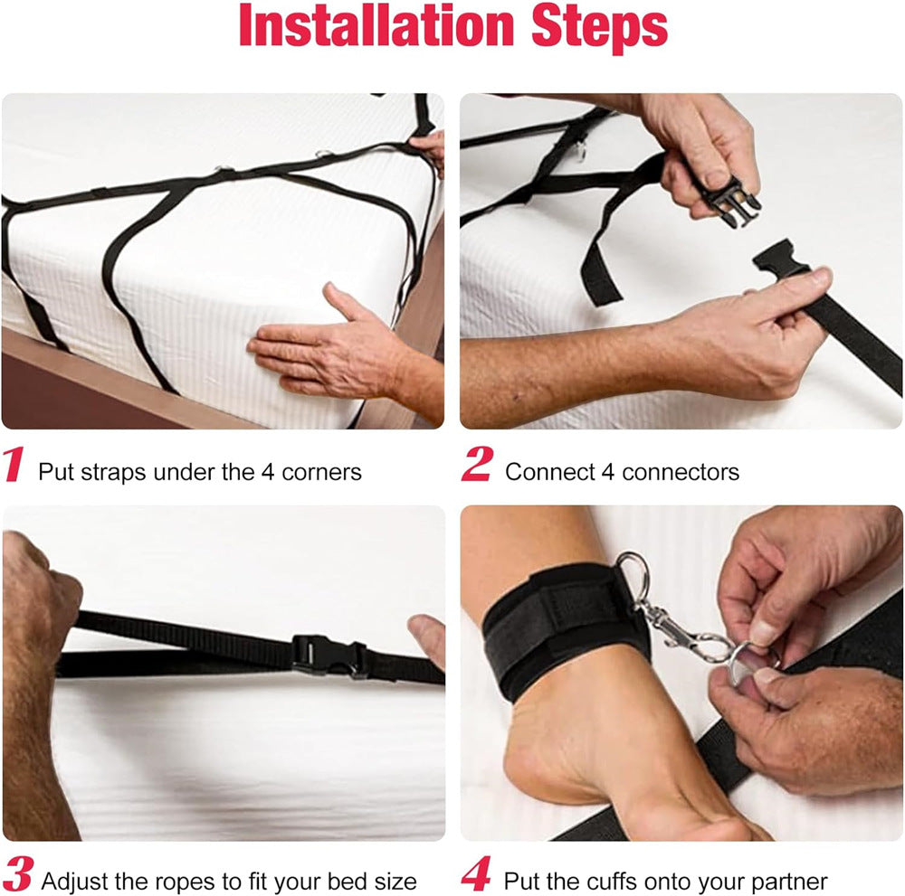 Esposas sexuales para ataduras de cama BDSM, esposas para tobillos, kit sexual sádico para esclavos SM, juego sexual para parejas, kit de herramientas para adultos mayores de 18 años, juguetes sexuales