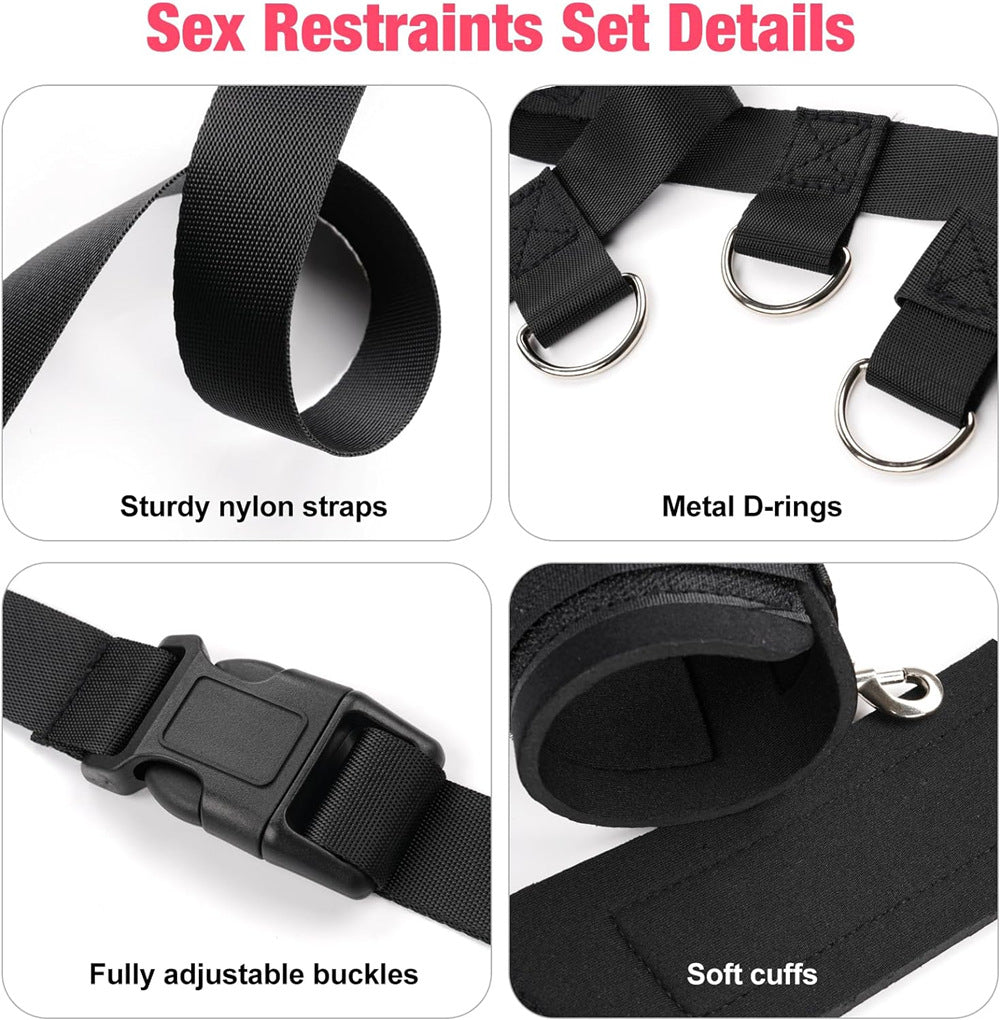 Esposas sexuales para ataduras de cama BDSM, esposas para tobillos, kit sexual sádico para esclavos SM, juego sexual para parejas, kit de herramientas para adultos mayores de 18 años, juguetes sexuales