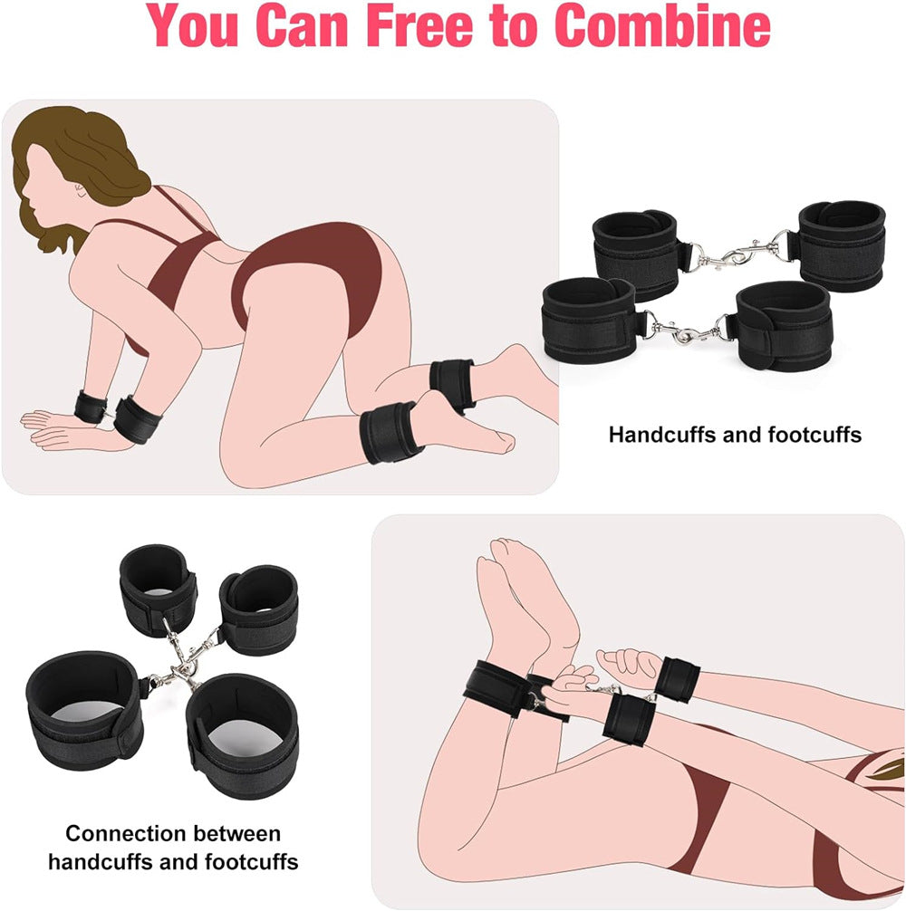 Esposas sexuales para ataduras de cama BDSM, esposas para tobillos, kit sexual sádico para esclavos SM, juego sexual para parejas, kit de herramientas para adultos mayores de 18 años, juguetes sexuales