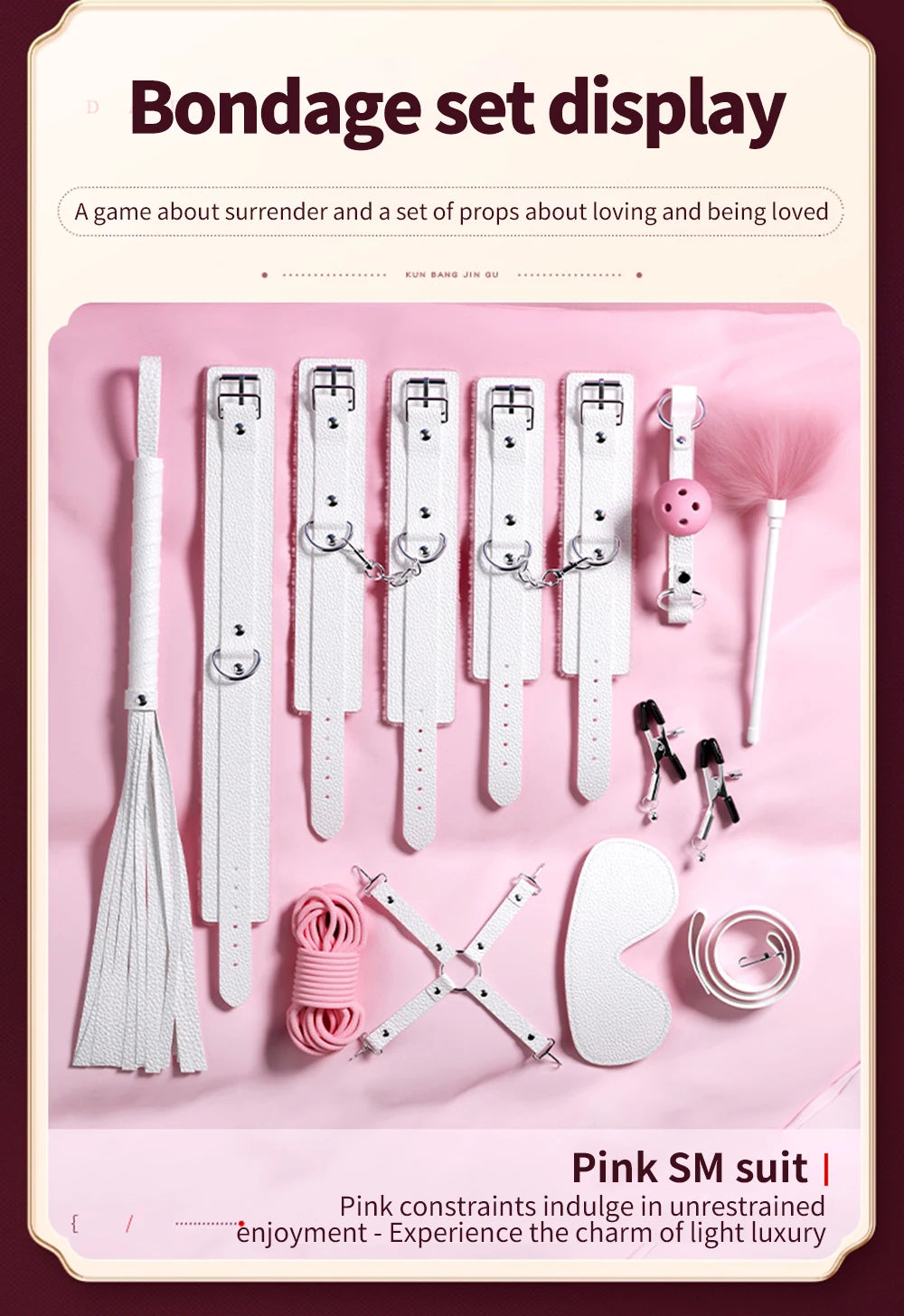 BDSM Bondage Set Restraint Erwachsene Spiel Handschellen Halsband Handgelenk Mundknebel Strap Fetisch SM Sexspielzeug für Frauen Paare Produkt