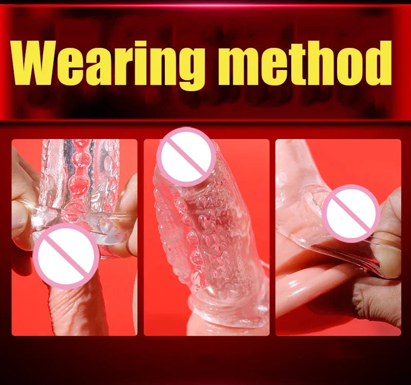 Juguetes sexuales para alargar el pene, extensor de anillo para pene, funda reutilizable, preservativos, productos para adultos, herramienta erótica para parejas.