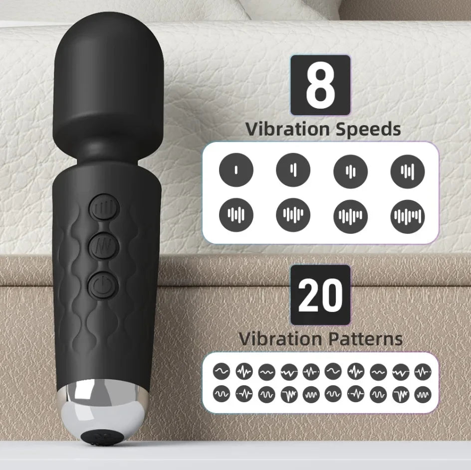 Vibrador AV potente de 20 velocidades para mujeres, estimulador de clítoris, punto G y pezón, varita mágica, consolador, masturbación femenina, juguetes sexuales para adultos.