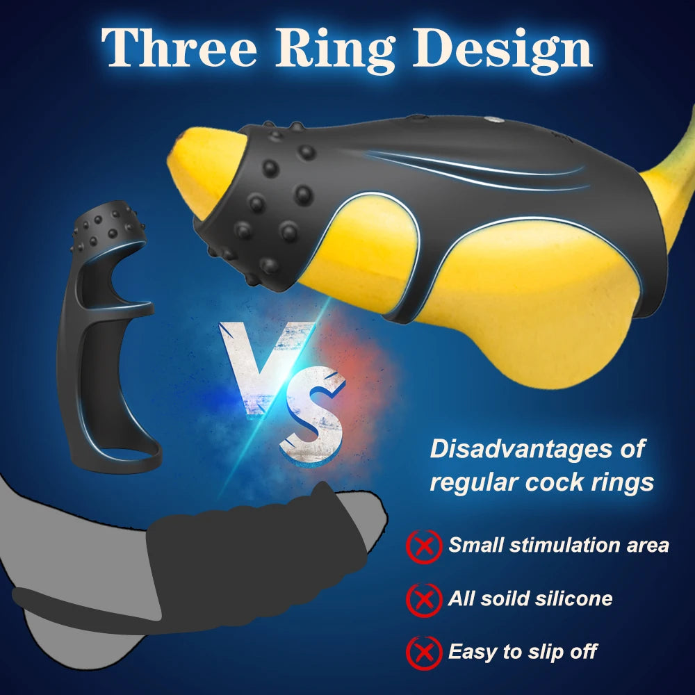 Anillo vibrador para pene, juguetes sexuales para hombres, pareja, retardante de eyaculación, castidad, escroto, testículos, masajeador masculino, vibrador, gay