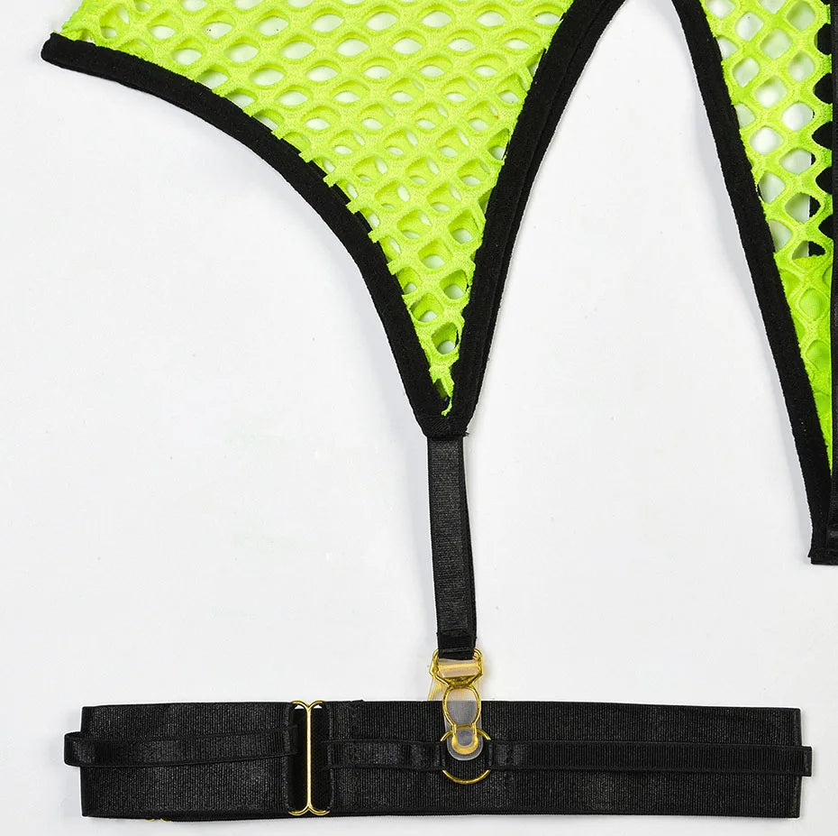 Conjunto de lencería sexy JSY para mujer, ropa interior corporal, camisón de malla transparente, ropa de dormir, lencería erótica, disfraces porno