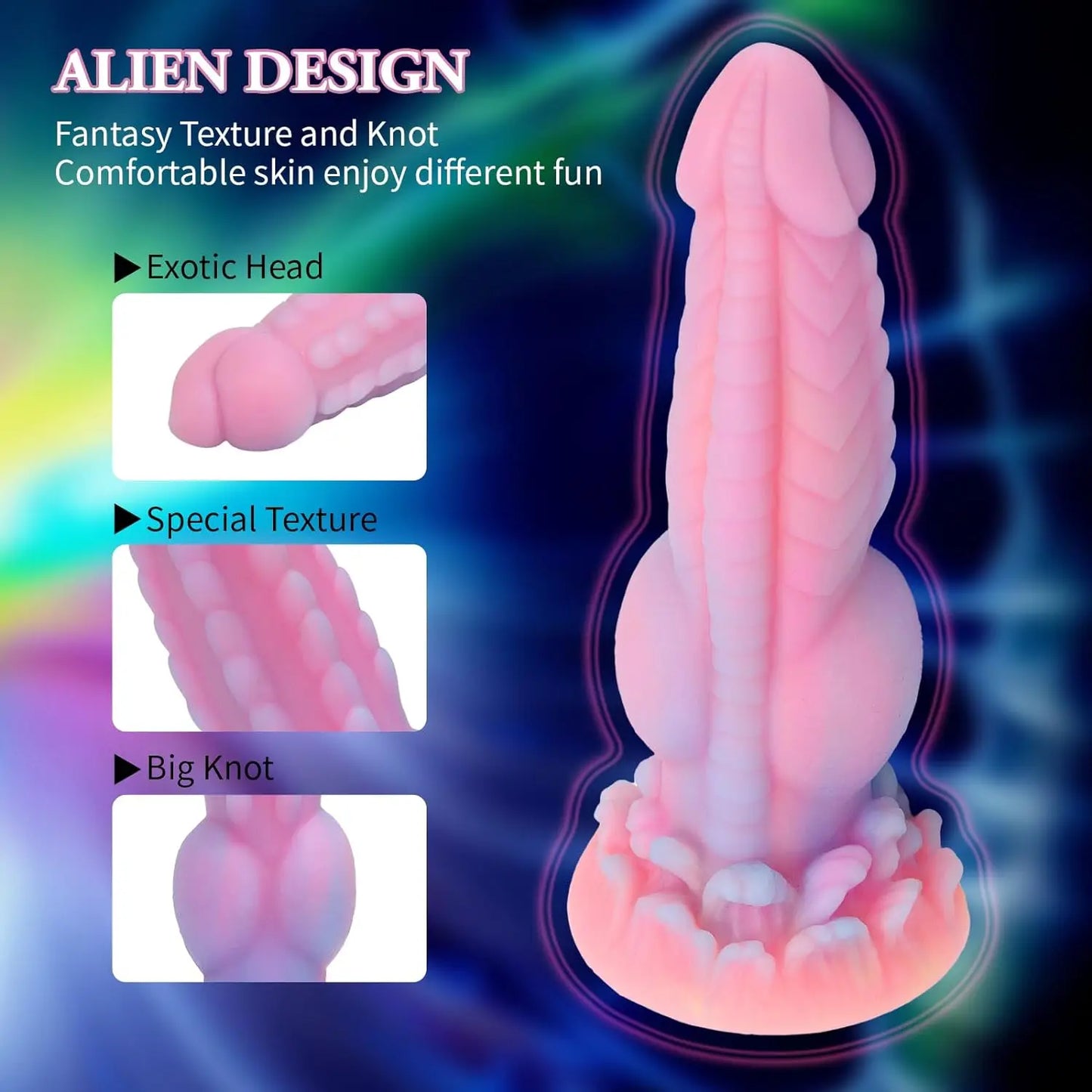 Realistischer Hundedildo, 21,6 cm, Fantasy-Monsterdildos, leuchtendes Silikon, dicker rosa Dildo, Analspielzeug mit Saugnapf für Frauen und Männer