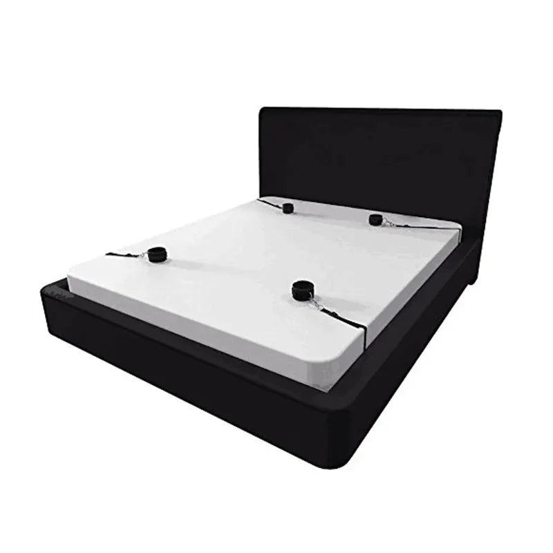 BDSM Bondage Fesselset für Paare – Verstellbare Handschellen & Fußfesseln mit Bettgurten, weiche SM-Fesseln für erotische Spiele für Erwachsene