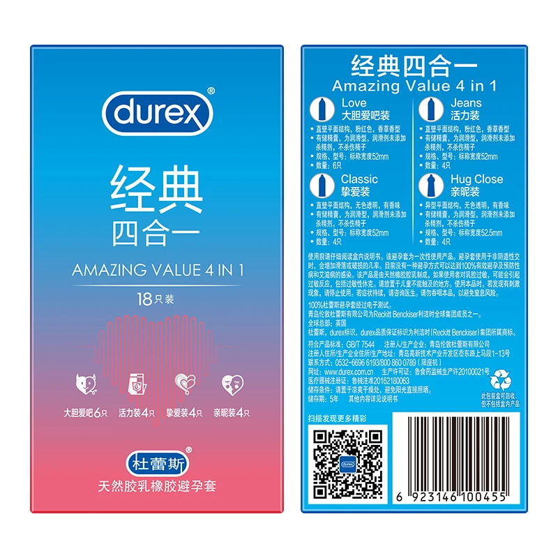 Durex Kondome Gemischte Packung Penishülle Intimartikel Naturlatex Glatt Gleitmittel für Erwachsene Kondome für Männer