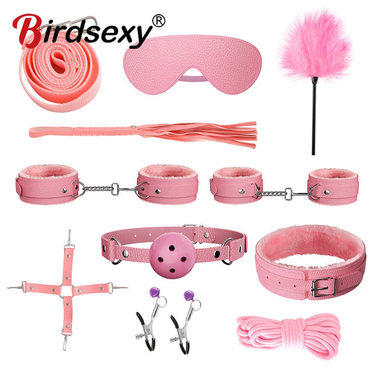 Kit de ataduras para cama con correas ajustables BDSM para parejas, esposas y tobilleras, juego de bondage SM, juguetes sexuales para adultos