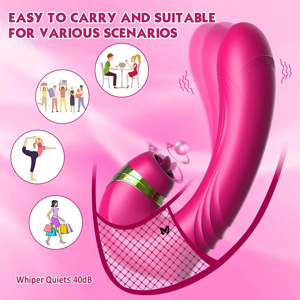 Vibrador para mujer, consolador con ventosa para clítoris y pezones, con rotación de 360°, succión oral, estimulador de clítoris, masaje, juguetes sexuales.