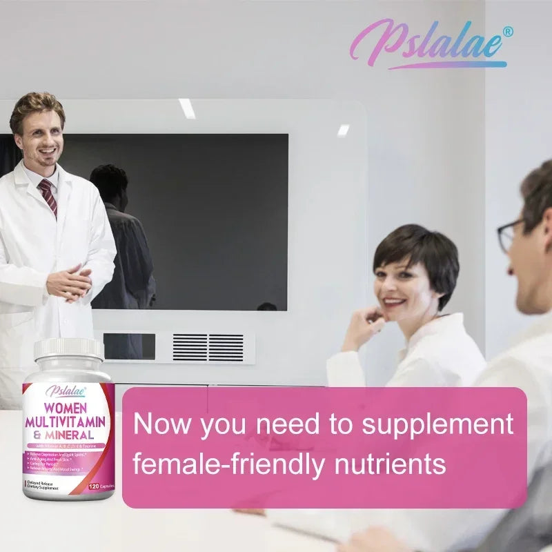 Multivitaminas y minerales para mujeres: mejora los niveles de energía, combate el envejecimiento y promueve la salud del cabello, la piel y las uñas.