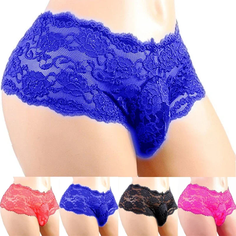 Sexy Dessous Sexy Höschen Herrenunterwäsche Plus Siz Spitze Sissy Männlich Atmungsaktiv Suspensorium Slips G-String Tangas Porno Unterhose