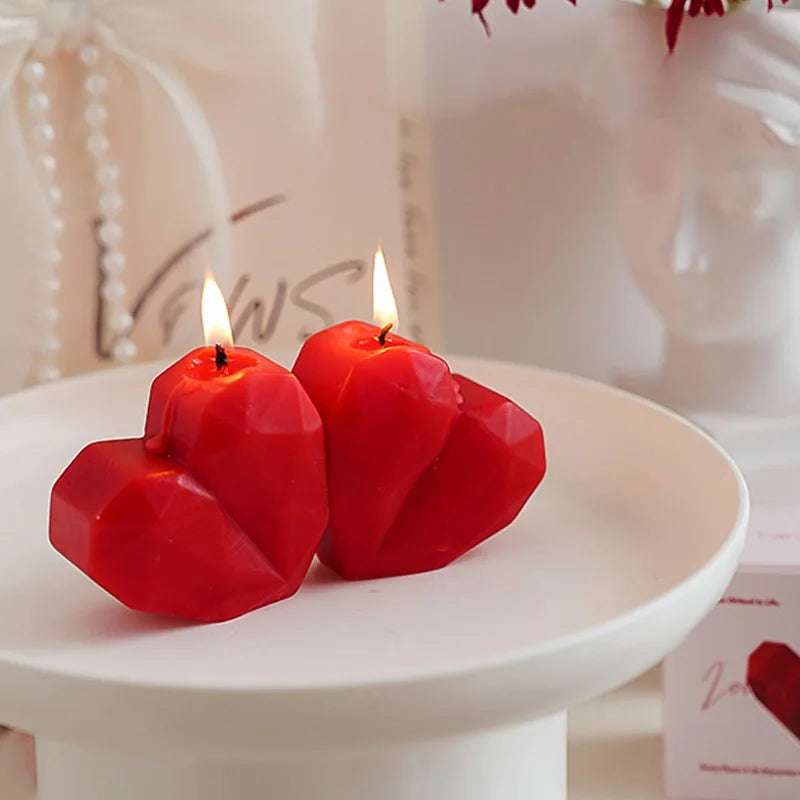 Romantic Red Love Heart Shaped Scented Candles Fragrance Aromatherapy Wax Candles  Party Valentine's Day Gifts Photo Prop
