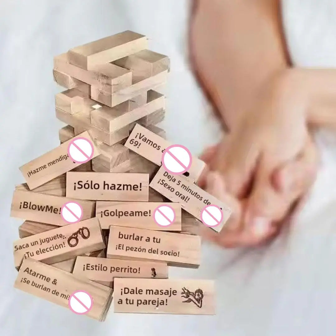 Spanisches Sex-Block-Turmspiel für Paare, Erotik-Partyspiel für Erwachsene, Sexspielzeug, Valentinstag, Tumbling Tower, Stapelspiele