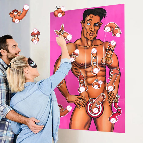 Bachelorette Party Game Funny Paper Poster Hunk Dick Photo Props Bride To Be Hen Night Party Supplies Bridal Shower Wedding Gift