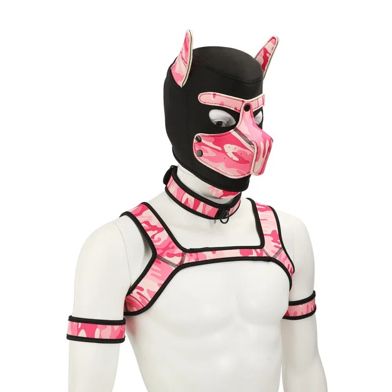 Kits de juguetes sexuales de aventura BDSM con capucha de máscara de cachorro juguetón, arnés de pecho de bondage para mujeres y hombres, juegos de rol, intimidad, tienda para adultos