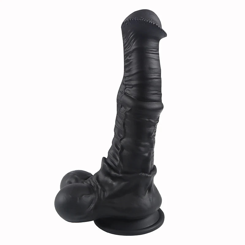 Consolador realista de caballo grande y suave, color negro, talla XXL, largo, para mujeres, adultos, juguete sexual para parejas, pene de silicona.