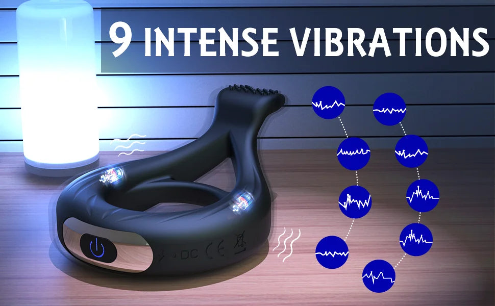 Erotic Toys Penis Ring Adult Sex Toys Vibrating Semen Cock Ring for Men Couple Ejaculation Delay Massage Vibrator Sex Toys