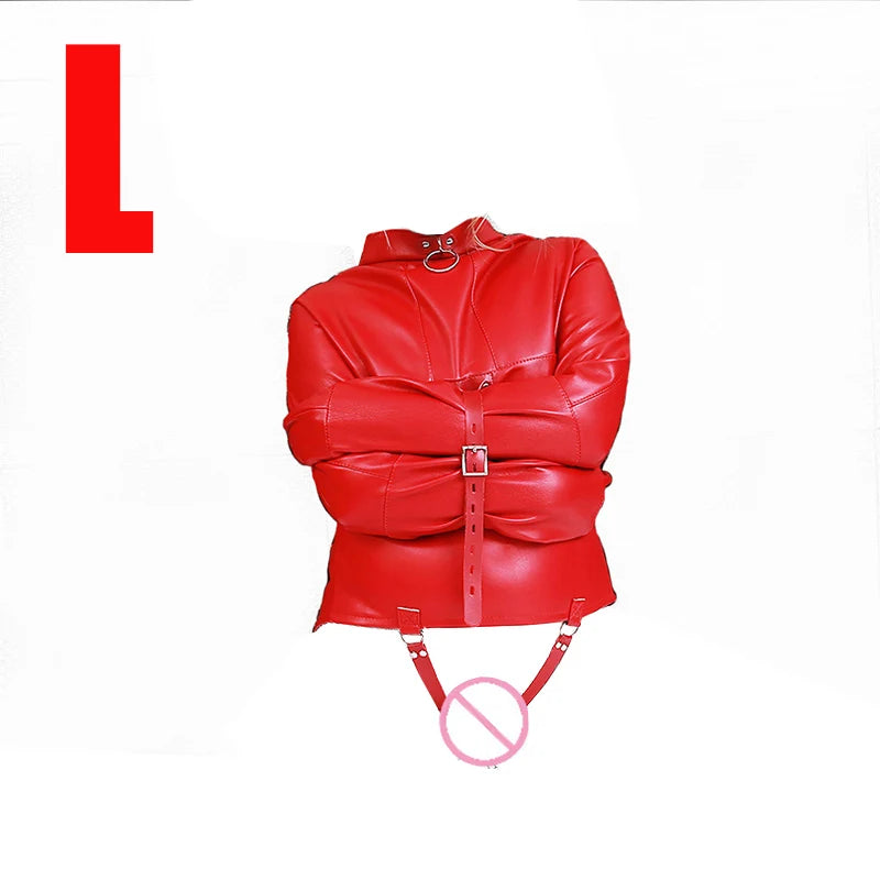 Brazalete de cuero BDSM, juguete sexual con camisa de fuerza, cinturón ajustable de bondage, disfraz sexy de esclava para cosplay para mujer.