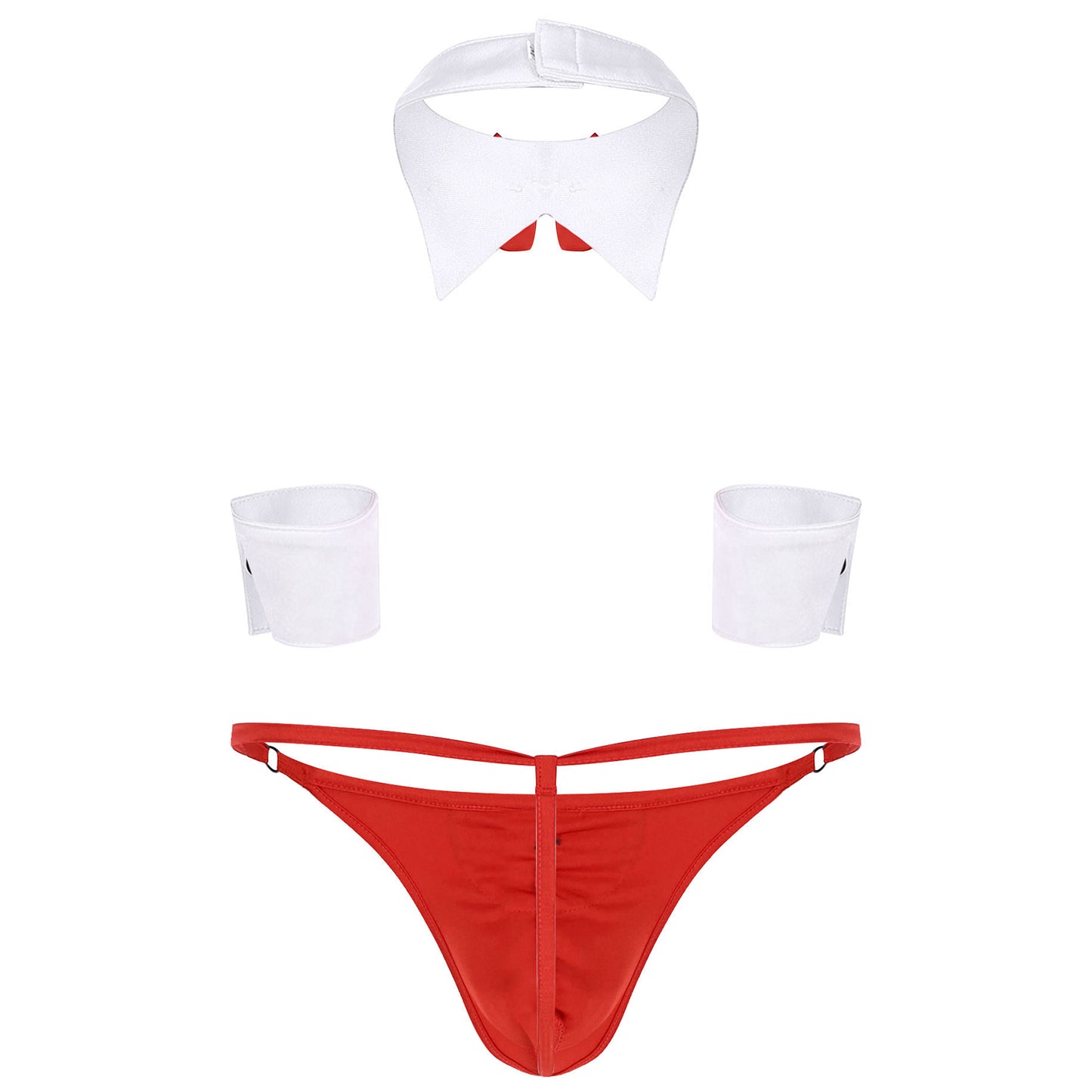 Herren Kellner Smoking Dessous Set Sexy Dienstmädchen Cosplay Kostüm G-String Tanga Boxershorts Unterwäsche mit Fliege Kragen Manschetten Clubwear