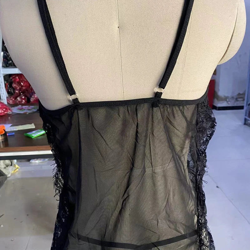 Große Größe Sexy Nachthemd Sex Anzug Spitze Perspektive Fett Sexy Sex Unterwäsche Sexy Dessous Sex Tols für Mädchen Plus Größe Dessous