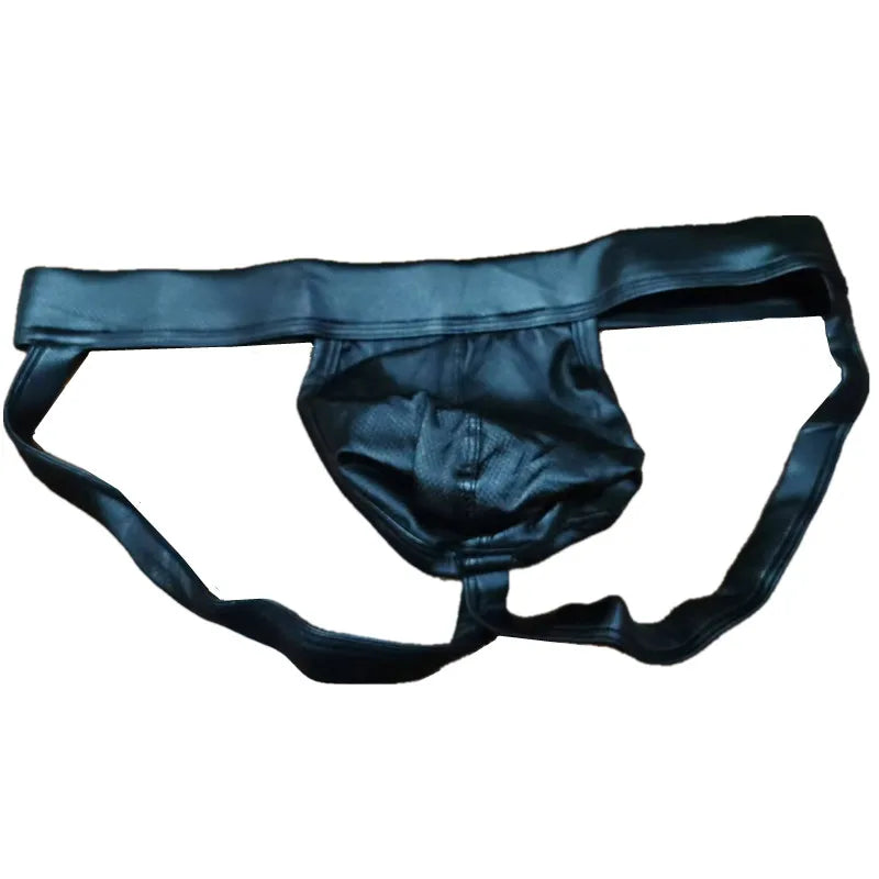 Sexy Männer Unterwäsche Jockstraps Schwarz Kunstleder Pantie Mann G-String Tangas Dessous Erotische Penis Männliche Unterhose Cueca Ropa