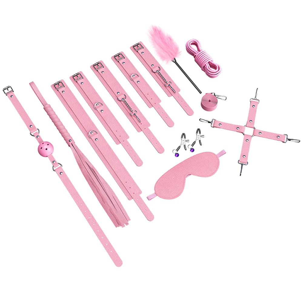 Kit de ataduras para cama con correas ajustables BDSM para parejas, esposas y tobilleras, juego de bondage SM, juguetes sexuales para adultos