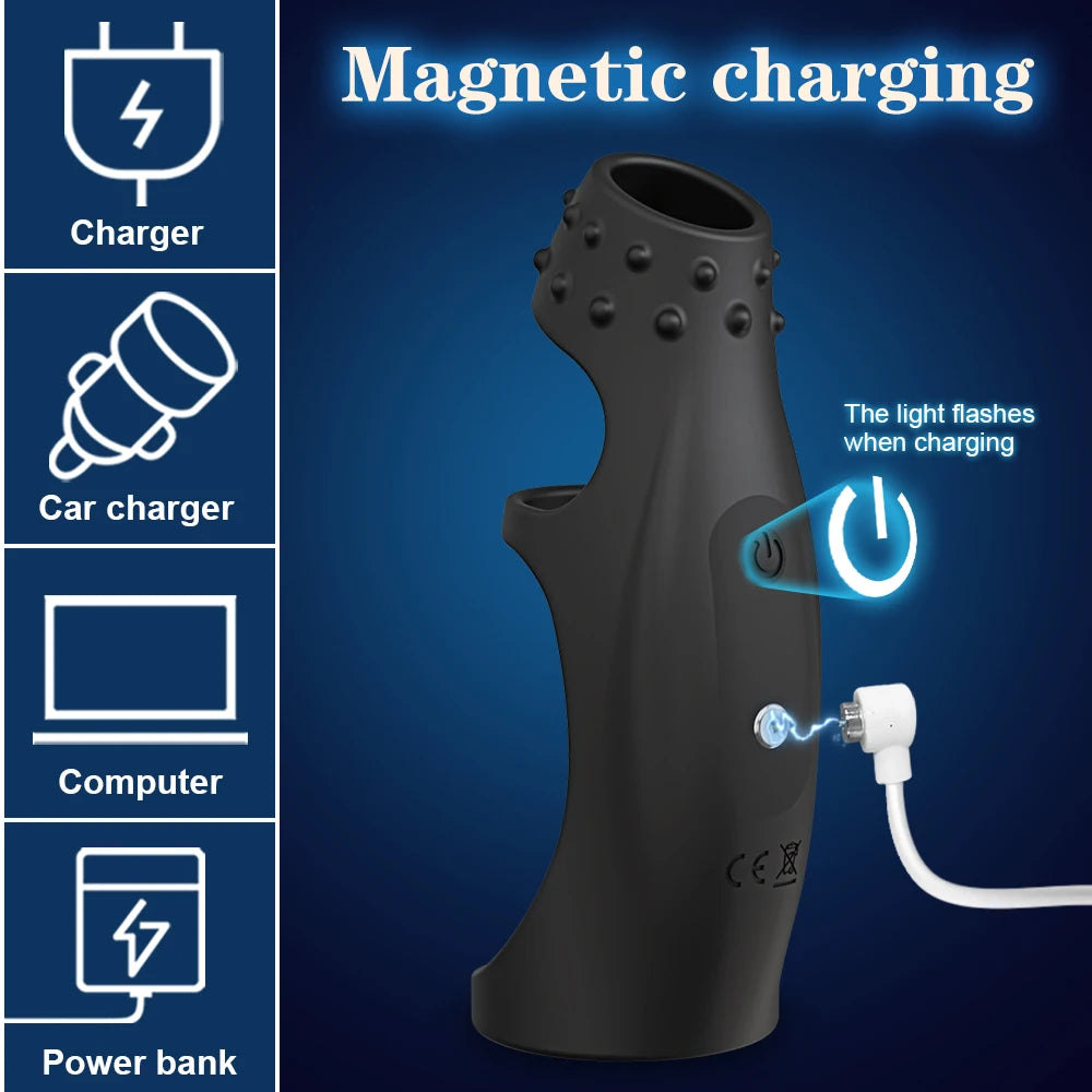 Anillo vibrador para pene, juguetes sexuales para hombres, pareja, retardante de eyaculación, castidad, escroto, testículos, masajeador masculino, vibrador, gay