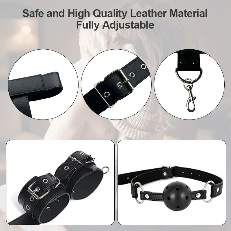 SM Anal Hook Backhand Binding Apertural Plug Porn Metal Bondage Rear Butt Plug Erotic HandCuffs Mouth Gag Adult Sex Toy