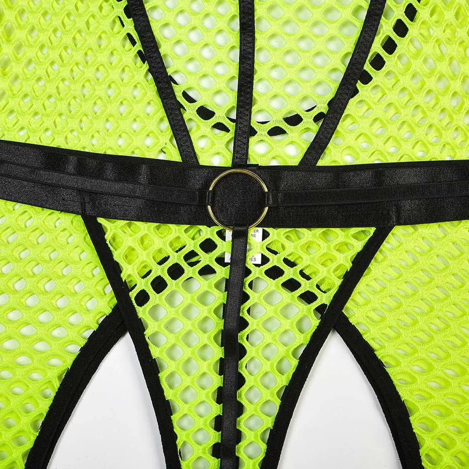 Conjunto de lencería sexy JSY para mujer, ropa interior corporal, camisón de malla transparente, ropa de dormir, lencería erótica, disfraces porno