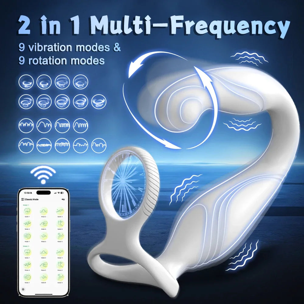 Männliches Sexspielzeug, rotierender Vibrator für Männer, Prostata-Massagegerät, Doppel-Penisring, Penisringe, Anal-Vibrator, Anal-Plug, Anal-Spielzeug für Männer