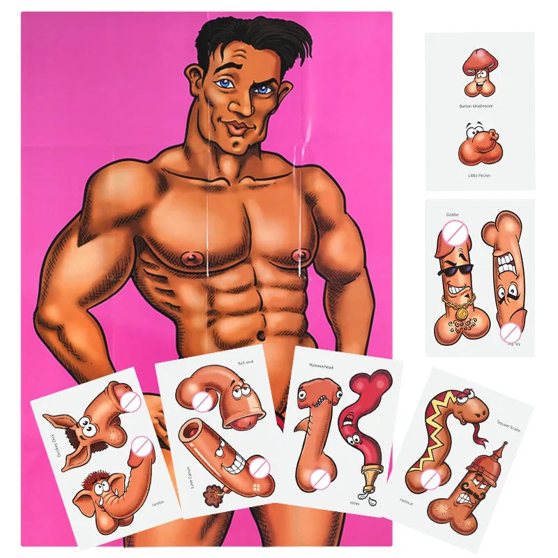 Bachelorette Party Game Funny Paper Poster Hunk Dick Photo Props Bride To Be Hen Night Party Supplies Bridal Shower Wedding Gift
