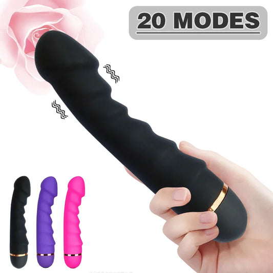 Vibrador de silicona suave con 20 modos, pene realista, potente motor, estimulador del punto G y del clítoris, masturbador femenino, juguetes sexuales para adultos.