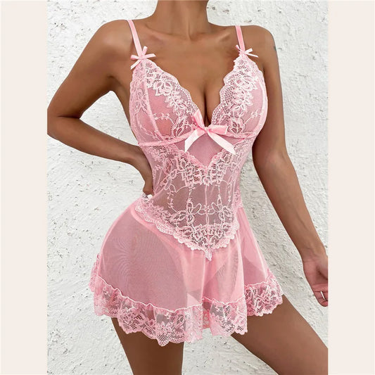 Frauen Sexy Exotische Erotische Kostüm Unterwäsche Spitze Puppe Kleid Erotische Unterwäsche Offenen BH Mesh Transparent Pyjamas Sexy Kleidung