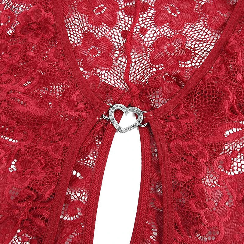 Lencería transparente para mujer, ropa interior erótica súper sexy, pijamas sexuales sin entrepierna, pijamas de encaje pornográficos, body, atuendo sexy