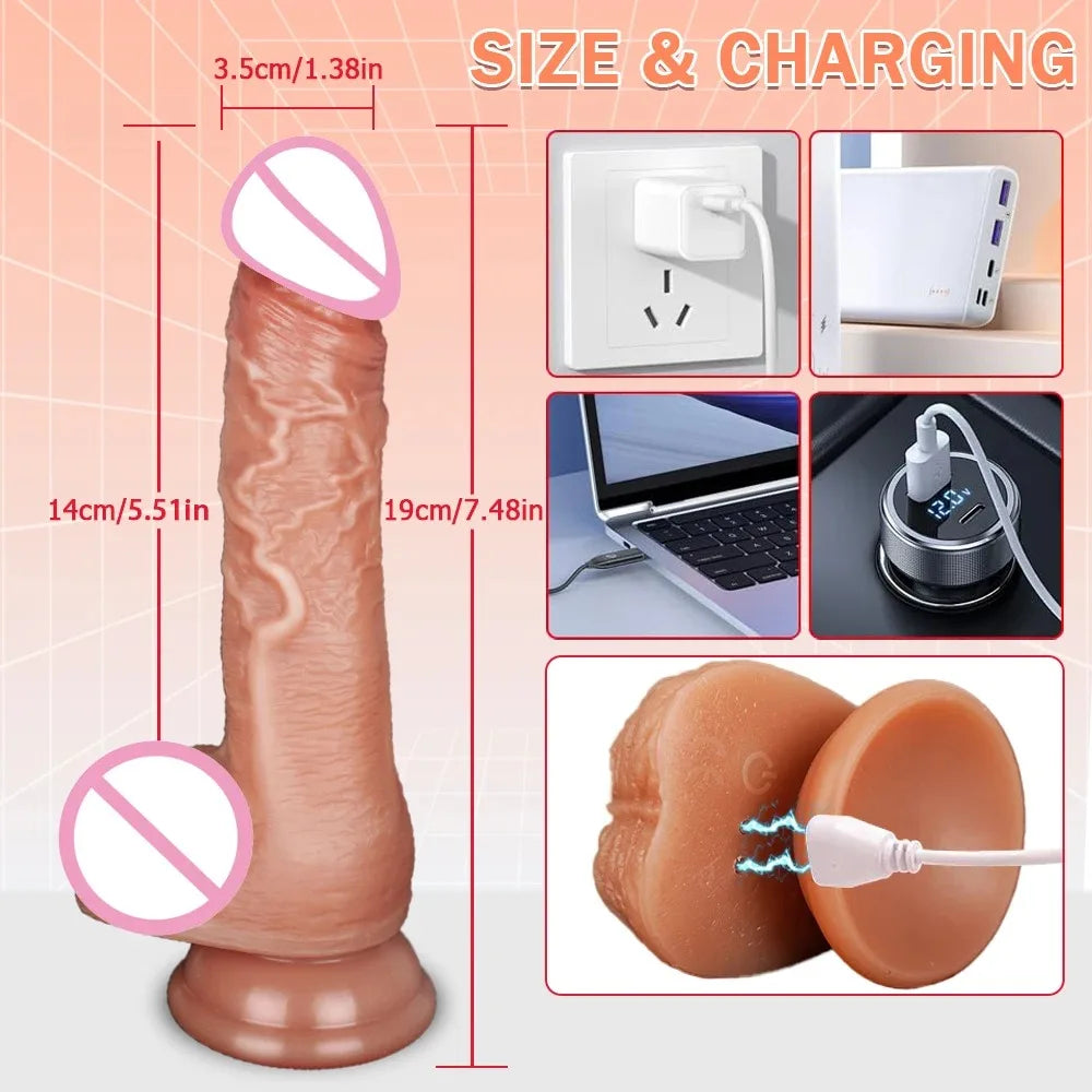 Realistic Dildos Vibration For Women Masturbation Sexy Adult Sex Toys Big Dick Penetration Anal Thrusting Penis Dildo Vibrator