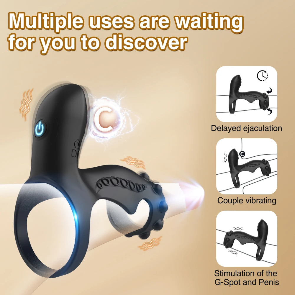 Sexspielzeug für Männer, vibrierender Penisring, verzögerte Ejakulation, Penisring, Klitoris, G-Punkt-Stimulation, männliche Penismassage, Paarspielzeug
