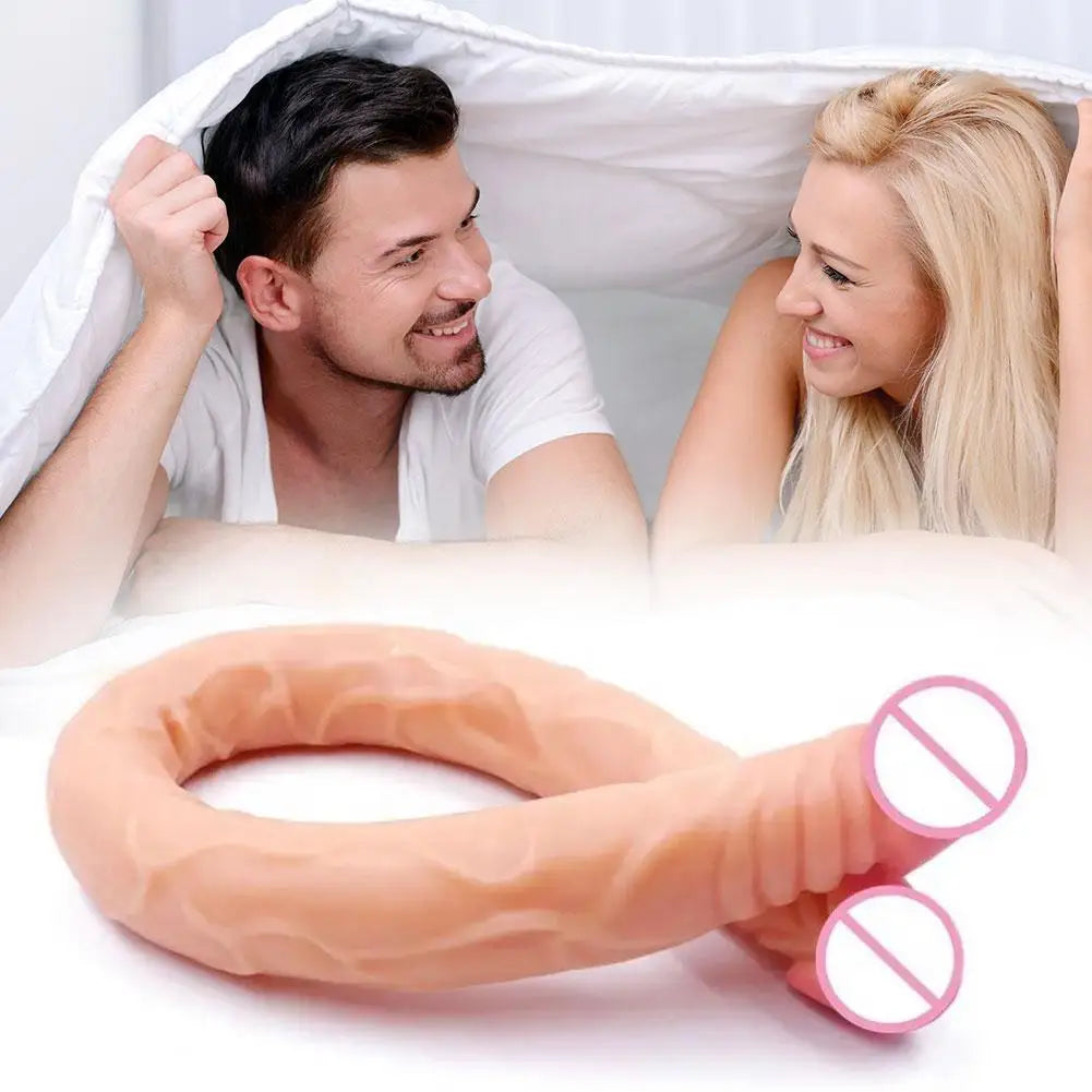 Consolador de doble extremo para mujeres, flexible, realista, doble penetración, juguete para adultos para estimulación vaginal y anal, para lesbianas, doble pene.