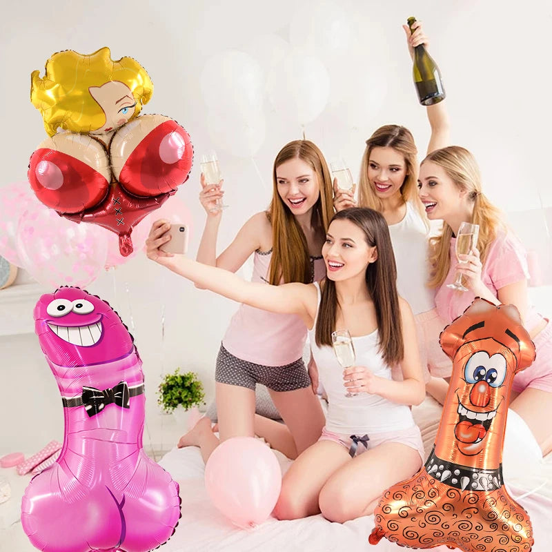 Funny Penis Foil Balloon Big Willy Shape Inflatable Ballons Bachelorette Party Bride To Be Decor Globos Hen Night Party Supplies