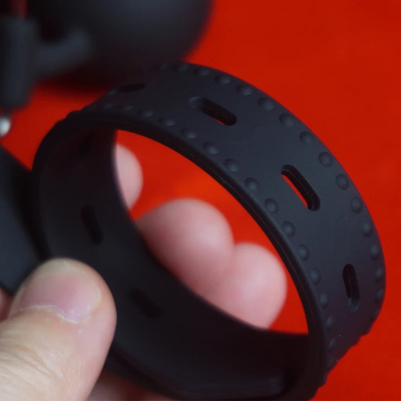 BDSM Dreifach-Ball-Mundknebel, Medizinischer Silikon-Sklavenknebel, Deepthroat-Bondage-Fesseln, Sexspielzeug für Paare, Spiele für Erwachsene