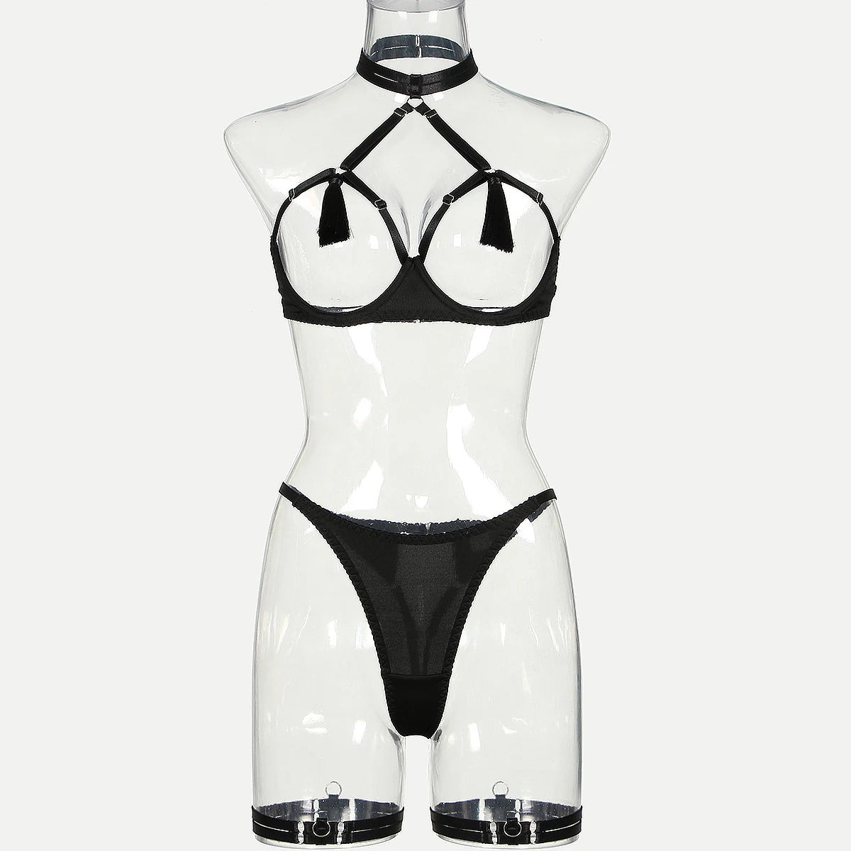 MUZISKAT Lencería sexy Conjunto de sujetador transparente Lencería erótica caliente Tanga Conjunto erótico sexy